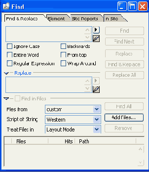   Find    Find In Files